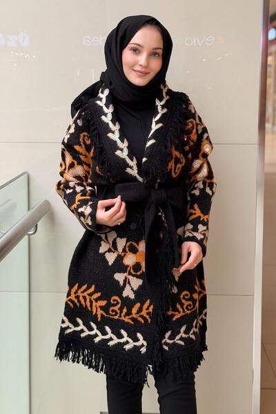 Ghisa Tassel Detailed Patterned Knitwear Cardigan