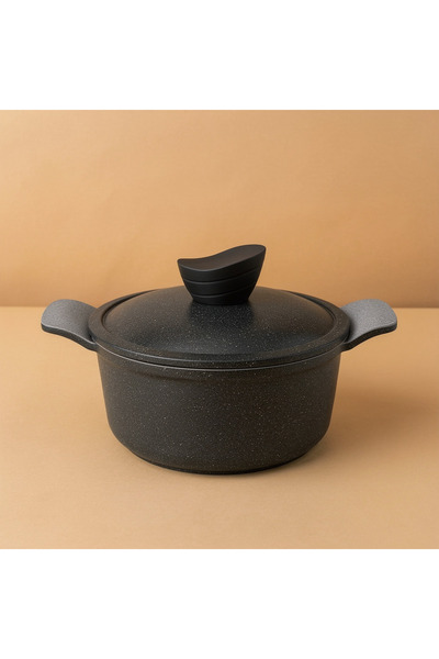 Jewel 24cm Nonstick Stockpot – Black Marble Granite Coating, PF0A/PFOS Free, ...