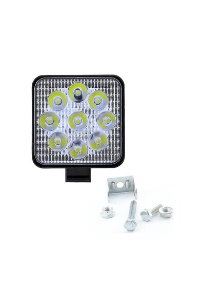 MOTOLİNAS Sis Farı Off Road 9 Ledli 27w Kare, Sis Lambası Motosiklet Atv, Utv...