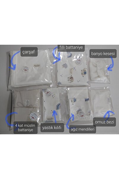 Annesinin Bitanesi Filli mavi müslin bebek seti 10'lu