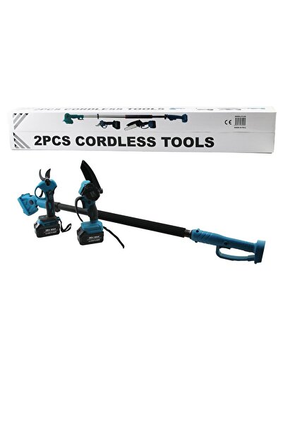 Go İthalat Şarjlı Budama Seti: Dal Kesme Testere ve Teleskopik Bağ Makası - Y...