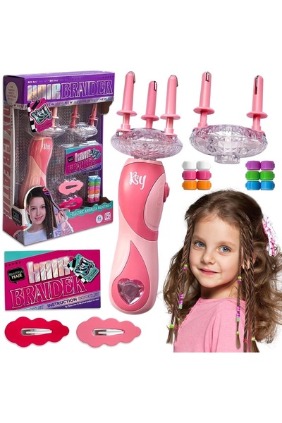 SCOWETTO Pilli Otomatik Saç Örgü Makinesi Kız Çocuk Kuaför Oyuncak Seti