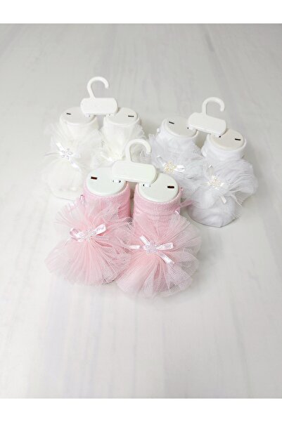 MİNİKYA Bebek Çorap 3 Çift 0-6 ay Dantelli ve Aksesuarlı Bebek Çorabı