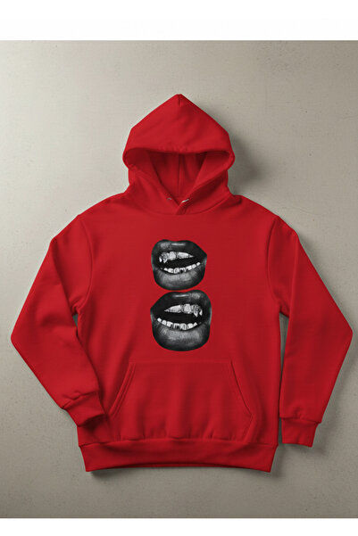 Mayer Butik Unisex Women/Men Lip Printed Oversized Hooded Sweatshirt