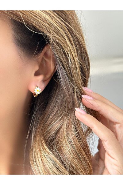 alpazza Papatya Model Gold Color Children's Earrings