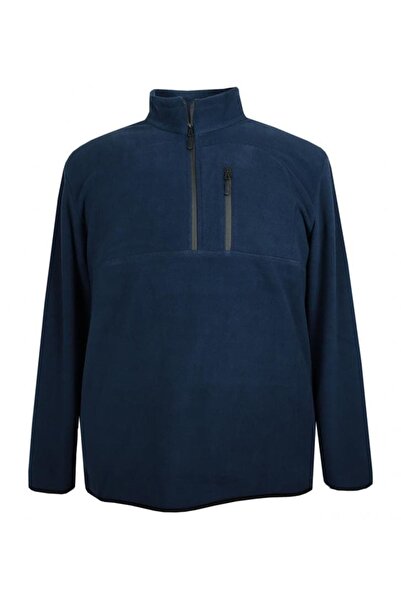 tambattal Large Size Mock Neck Half Zipper Fleece Sweatshirt (Wide Comfortabl...