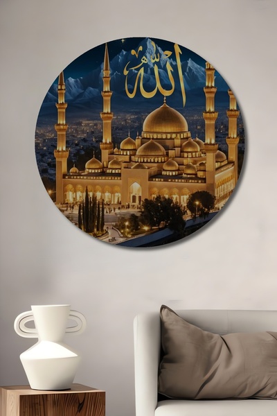 Teona Ahşap Pictură decorativă din lemn cu peisajul Moscheei Suleiman, cu scl...