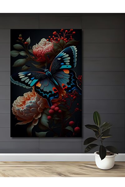 Teona Ahşap Tablou decorativ din lemn cu model magic de fluturi și flori, cu ...