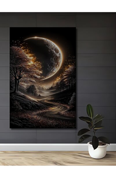Teona Ahşap Peisaj magic de lumină de lună, tablou decorativ din lemn cu aspe...