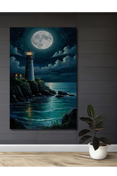 Teona Ahşap Tablou decorativ din lemn cu aspect de pictură în ulei, farul de ...