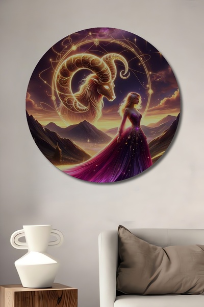 Teona Ahşap Γυναίκα Τοξότης Λαμπερή Ξύλινη Ζωγραφική Ψηφιακής Τέχνης Στρογγυλ...