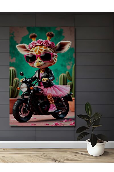 Teona Ahşap Очарователна жирафа в стил мотоциклет, маслена живопис, декоратив...