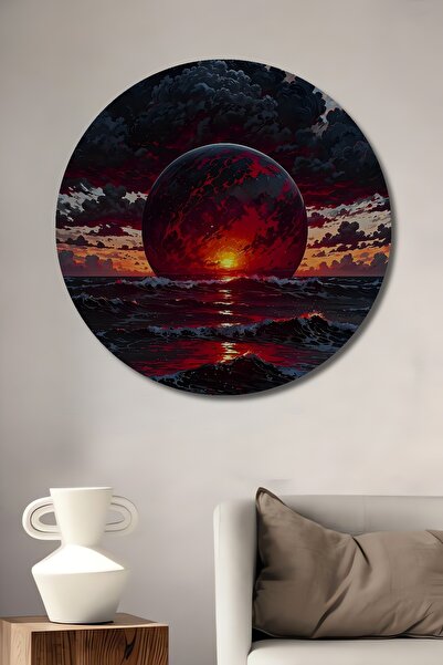 Teona Ahşap Pictură decorativă rotundă de perete, cu aspect de lemn, cu temat...