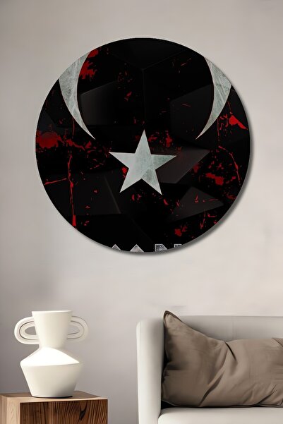 Teona Ahşap Drapelul Turciei cu model Artă abstractă Pictură decorativă din l...