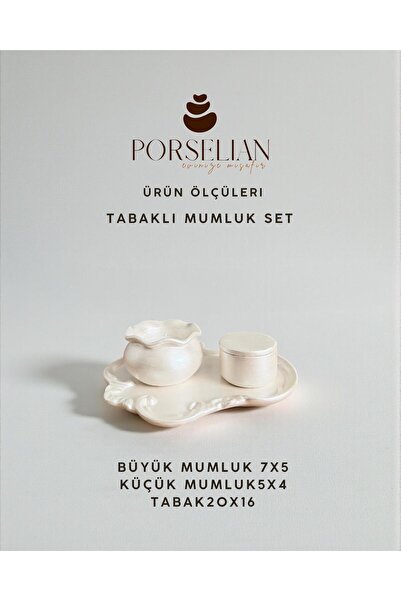 Porselian Beton Tabaklı Metalik Renk Mumluk Seti Dekoratif Tasarım