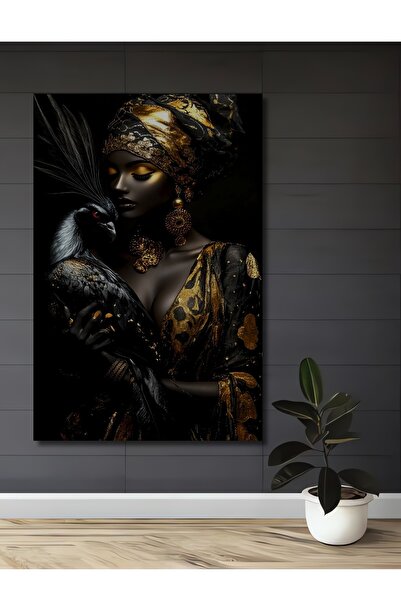 Teona Ahşap Διακοσμητικό ξύλινο τραπέζι με εμφάνιση ελαιογραφίας και φιγούρα ...