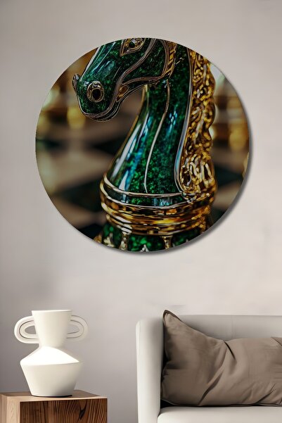 Teona Ahşap Tablă de șah de lux Green Horse Stone, masă decorativă din lemn