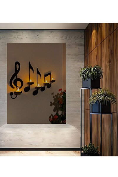 Teona Ahşap Masă decorativă din lemn cu note muzicale