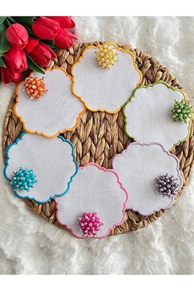 KUMSAL ÇEYİZ 6 Adet Sunumluk Peçete,Kokteyl Peçete,Kahve Yanı Sunum Peçetesi,...