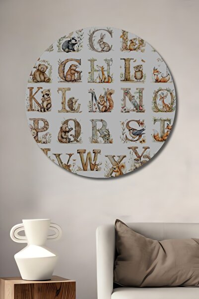 Teona Ahşap Pictură artistică cu alfabet cu aspect de acuarelă cu litere de p...