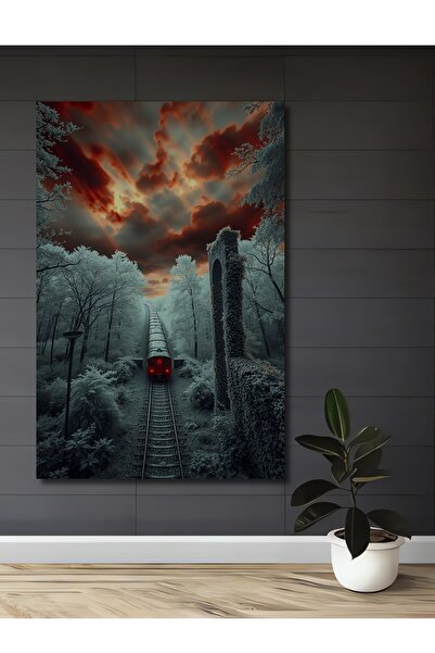 Teona Ahşap Tabelă decorativă din lemn cu aspect de pictură în ulei, cu trenu...