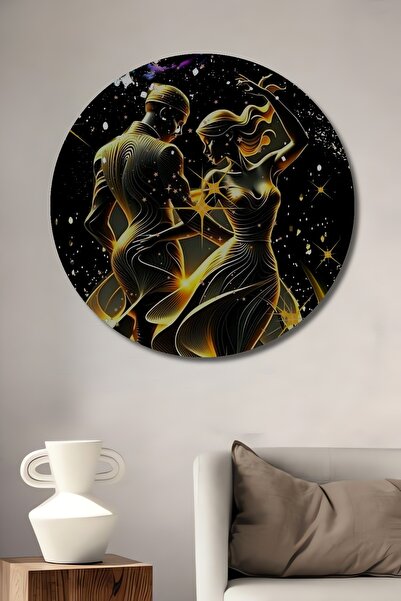 Teona Ahşap Golden Dance Galaxy Art Pictură decorativă din lemn Pictură rotun...