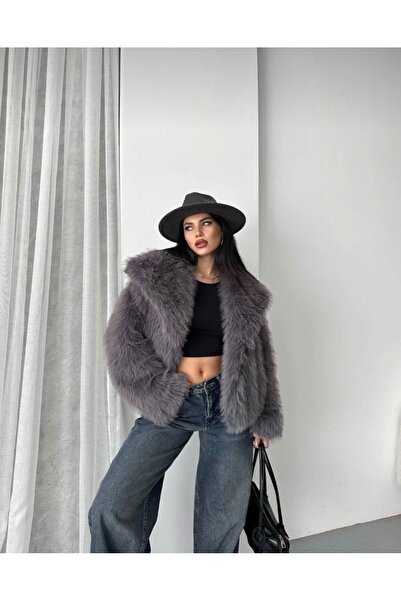 Belle Vie 01 Women's Ash Color Faux Leather Fur Jacket