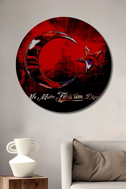 Teona Ahşap Pictură decorativă din lemn cu mesajul „Ne Mutlu Türküm Diyene”, ...