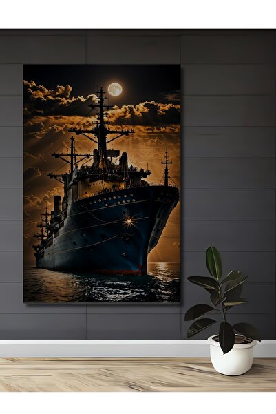 Teona Ahşap Tablou decorativ din lemn cu aspect de pictură în ulei cu nave de...