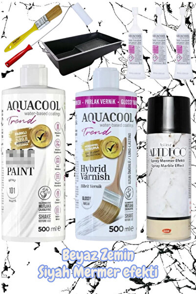 Aquacool Trend mermer fayans ıslak zemin lavabo boyama seti Mermer efekti 500...