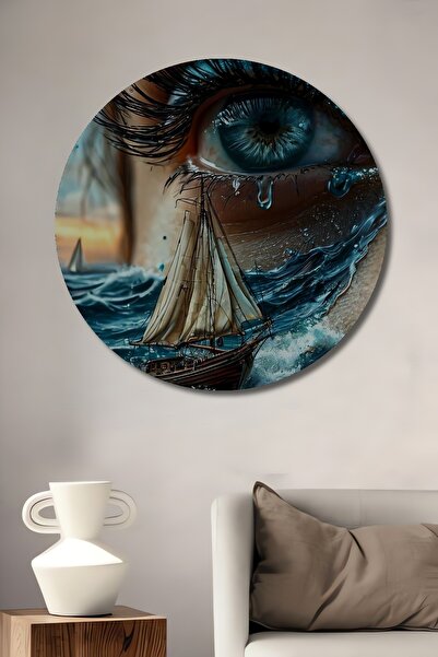 Teona Ahşap Pictură decorativă rotundă de perete, cu aspect de pictură în ule...