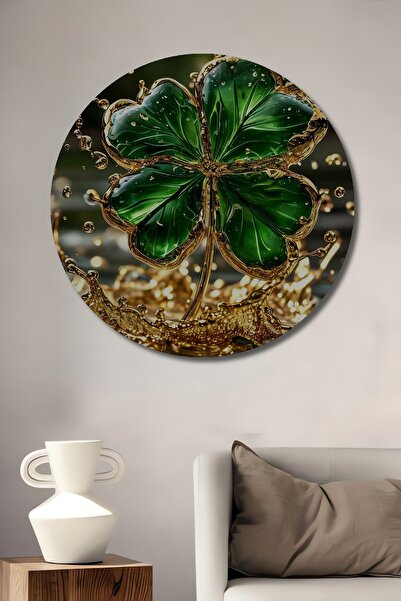 Teona Ahşap Tablou decorativ din lemn cu aspect de acuarelă, cu trifoi noroco...