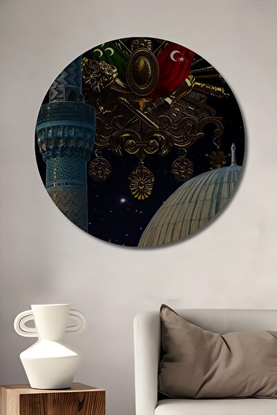 Teona Ahşap Pictură murală rotundă în stilul Imperiului Otoman, pictură în ulei