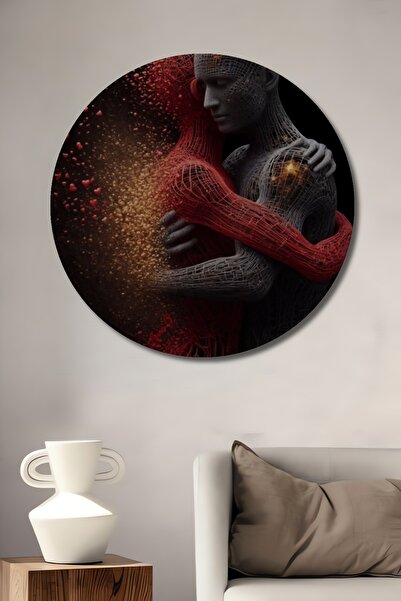 Teona Ahşap Pictură de artă abstractă Dragostea corpului, pictură rotundă de ...