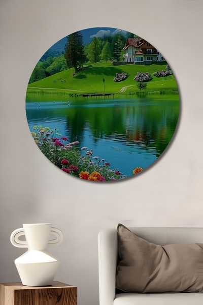 Teona Ahşap Peisaj verde al Raiului, aspect de pictură în acuarelă, tablou de...