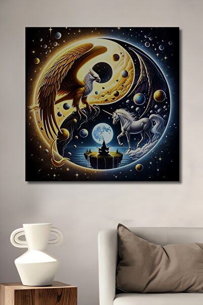 Teona Ahşap Tablou decorativ din lemn cu aspect de pictură în ulei cu vultur ...