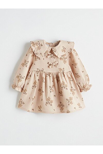 LC Waikiki LCW baby Bebe Yaka Çiçekli Kız Bebek Müslin Elbise