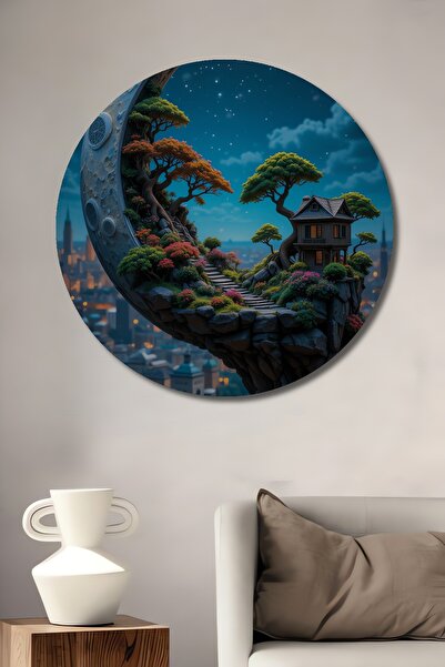 Teona Ahşap Göksel Ay Pictură decorativă din lemn pentru casă și peisaj Pictu...