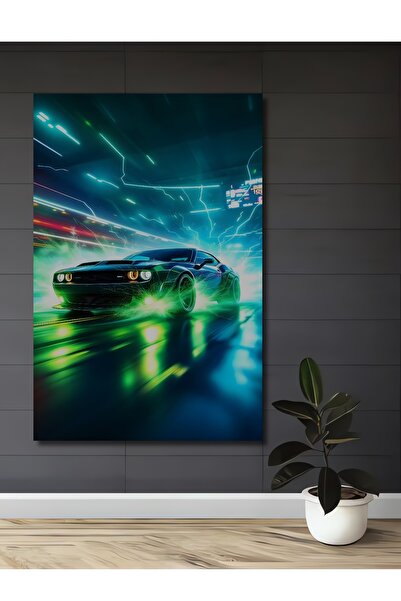 Teona Ahşap Neon Speed Monster Artă digitală Tablou decorativ din lemn