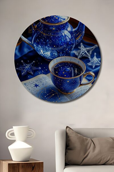Teona Ahşap Pictură decorativă rotundă de perete cu tematică Stelele Cerului,...