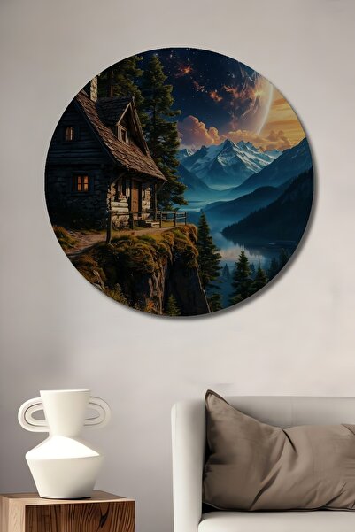 Teona Ahşap Διακοσμητικός ξύλινος πίνακας τοίχου με θέα στο ξύλινο σπίτι και ...