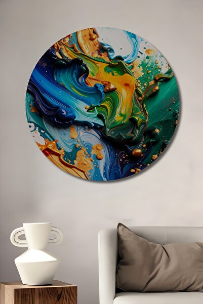 Teona Ahşap Pictură în ulei abstractă cu accente aurii texturat Pictură decor...