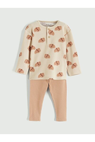 LC Waikiki تي شيرت وسروال ضيق للأطفال من LCW بنمط الفيل