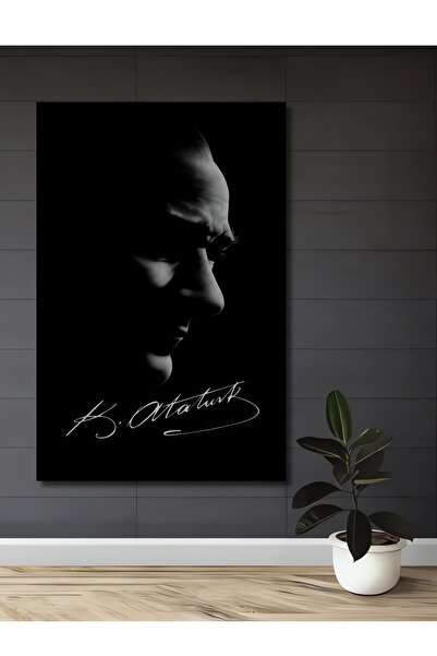 Teona Ahşap Tablou decorativ din lemn cu semnătură și portret Mustafa Kemal A...