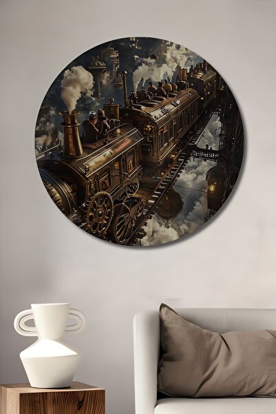 Teona Ahşap Trenul cu aburi Călătorie în timp Steampunk Artă Pictură decorati...