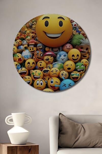 Teona Ahşap Pictură decorativă rotundă de perete, cu aspect de pictură în ule...