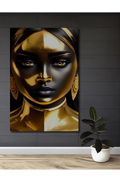Teona Ahşap Portret de femeie cu foițe de aur imprimare digitală Tablou din lemn