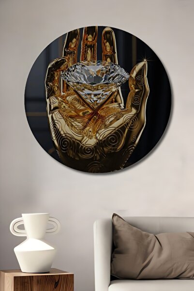 Teona Ahşap Pictură decorativă din lemn Golden Diamond Art Pictură rotundă de...