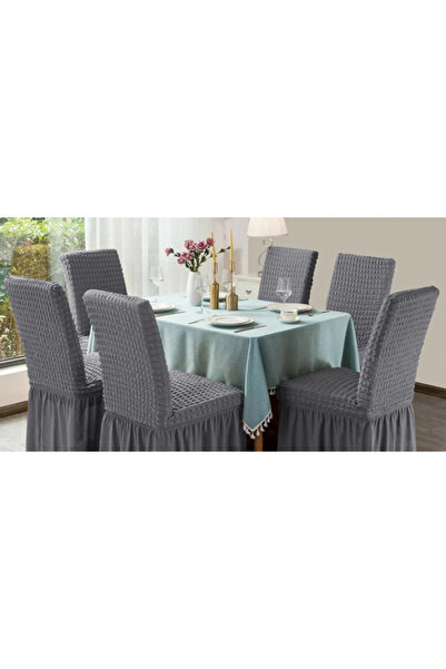 OEM Set 6 huse ( creponate ) scaune cu volanase GRI