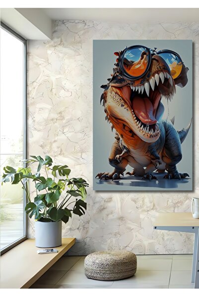 Teona Ahşap Dinozaur amuzant cu ochelari, pictură decorativă din lemn cu aspe...